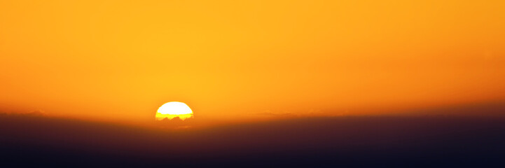 Wall Mural - sunset and orange sky, panoramic background