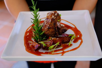 Canvas Print - Grilled pork with sauce