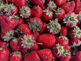 Closeup of fresh organic strawberries