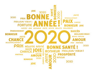 Wall Mural - 2020 French word cloud Greeting card
