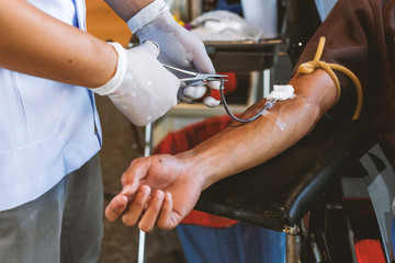 Wall Mural - blood donation picture with soft-focus and over light in the background