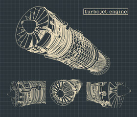 Wall Mural - Turbojet engine blueprints