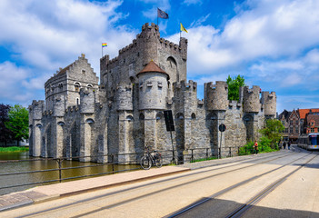 Wall Mural - Castle Gravensteen, Ghent (Gent), Belgium.  Medieval castle Gravensteen (Castle of the Counts) in Ghent, Flanders.