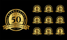Set Of Anniversary Emblems Vector . Anniversary Template Design For Web, Game ,Creative Poster, Booklet, Leaflet, Flyer, Magazine, Invitation Card And Other Us