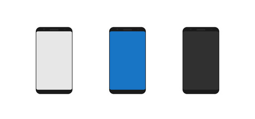 Poster - Smartphone icons. Smartphones with white, blue and black screens. Vector