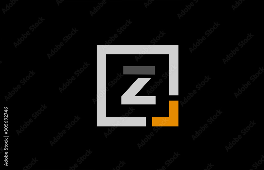 black white orange square letter Z alphabet logo design icon for company - obrazy, fototapety, plakaty 