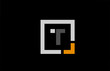 black white orange square letter T alphabet logo design icon for company