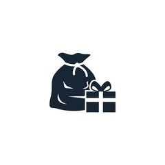 Poster - gift bag creative icon. filled simple illustration. From Christmas icons collection. Isolated gift bag sign on white background