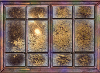 Wall Mural - frozen window view the night before christmas