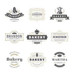 Canvas Print - Bakery logos and badges design templates set vector illustration.