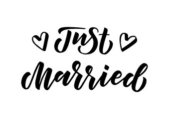 Wall Mural - Just married hand drawn lettering