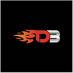 Wall Mural - Initial Letter DB Logo Design with Fire Element 