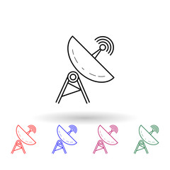 Poster - Satellite dish multi color icon. Simple thin line, outline vector of navigation icons for ui and ux, website or mobile application
