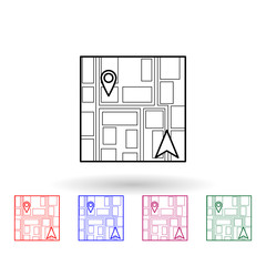 Poster - Cursor and pin on the map multi color icon. Simple thin line, outline vector of navigation icons for ui and ux, website or mobile application