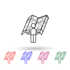 Poster - A man with an open card multi color icon. Simple thin line, outline vector of navigation icons for ui and ux, website or mobile application