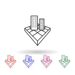 Poster - 3d building multi color icon. Simple thin line, outline vector of navigation icons for ui and ux, website or mobile application