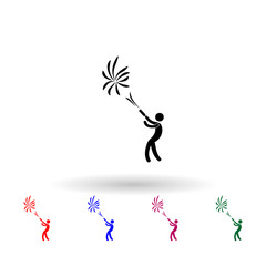 Poster - To fire firework multi color icon. Simple glyph, flat vector of party icons for ui and ux, website or mobile application