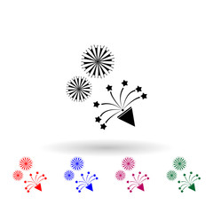 Poster - Firework multi color icon. Simple glyph, flat vector of party icons for ui and ux, website or mobile application