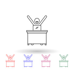 Poster - Worker is successful multi color icon. Simple thin line, outline vector of people in the work icons for ui and ux, website or mobile application