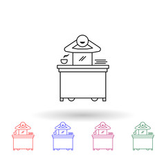 Poster - Worker in relax multi color icon. Simple thin line, outline vector of people in the work icons for ui and ux, website or mobile application
