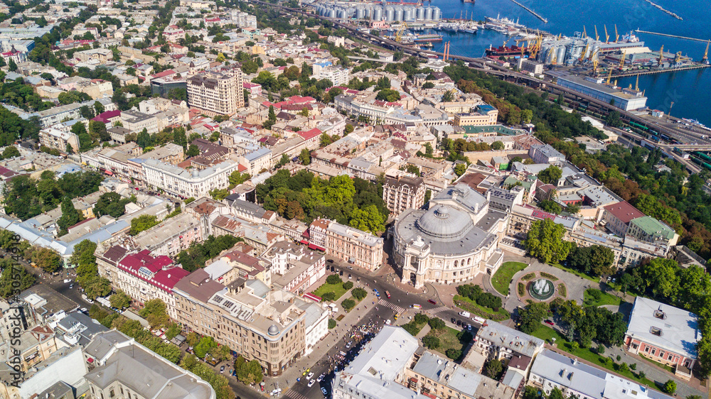Aerial view of Odessa historical city centre in Ukraine - obrazy, fototapety, plakaty 