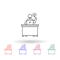 Poster - Worker with idea multi color icon. Simple thin line, outline vector of people in the work icons for ui and ux, website or mobile application