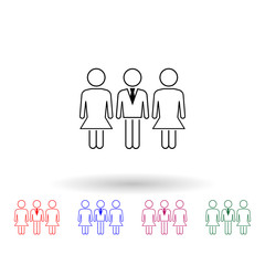 Poster - Business man with girls multi color icon. Simple thin line, outline vector of people icons for ui and ux, website or mobile application