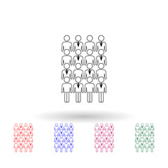 Poster - Business people in the crowd multi color icon. Simple thin line, outline vector of people icons for ui and ux, website or mobile application