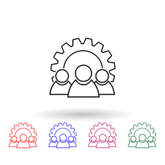 Poster - People with gear multi color icon. Simple glyph, flat vector of profit icons for ui and ux, website or mobile application
