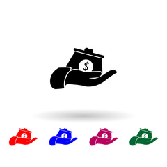 Poster - Purse in hand multi color icon. Simple glyph, flat vector of profit icons for ui and ux, website or mobile application