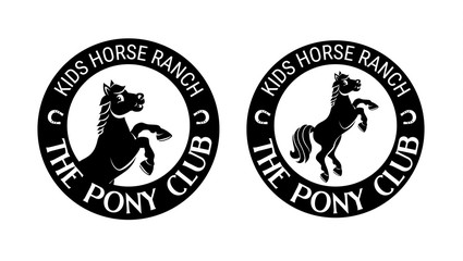 Horse or pony club logo design. Use it for makeing web or print posters for equine competitions or stable. Vector illustration.