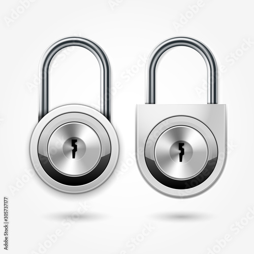 Modern padlock - round locker door lock icon for flat key, school lockers Tableau sur Toile