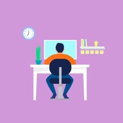 Poster - Freelancer at work concept banner. Flat illustration of freelancer at work vector concept banner for web design