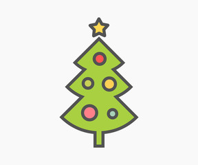 Canvas Print - christmas tree cute flat design icon.