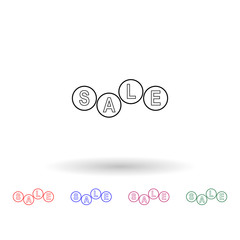 Poster - The word sale in circles multi color icon. Simple thin line, outline vector of sale icons for ui and ux, website or mobile application