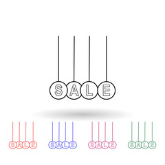 Poster - Hanging balls with the word sale multi color icon. Simple thin line, outline vector of sale icons for ui and ux, website or mobile application