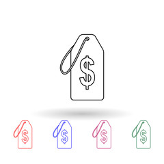 Poster - Dollar sign multi color icon. Simple thin line, outline vector of sale icons for ui and ux, website or mobile application