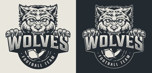 Wall Mural - vintage football team monochrome logo