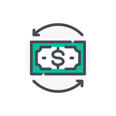 Poster - money transfer color line icon. cashback vector outline colorful sign.