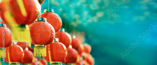 Chinese new year lanterns in chinatown. Canvas Print