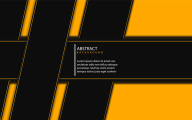 Poster - Abstract yellow and black shapes overlapping layers on black background. Vector design template for use modern cover, technology banner, business advertising, card corporate, wallpaper, brochure
