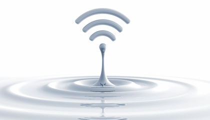 Poster - Water Splash with Wi-Fi on white background