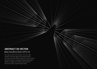 Poster - abstract dark background with many particles. optical illusion of movement.