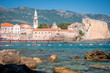 View of the old town from the side of Budva, Montenegro.