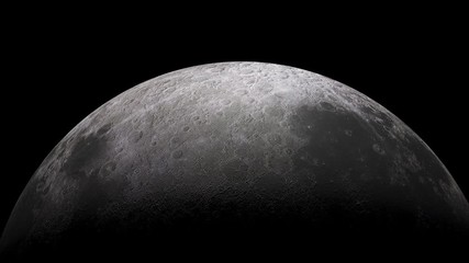 Wall Mural - bright moon slowly turning in space concept with deep shadows over the surface