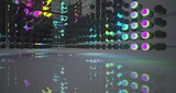 Fototapeta Mapy - Abstract architectural concrete smooth interior from an array of spheres with color gradient neon lighting. 3D illustration and rendering.