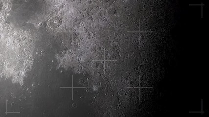 Wall Mural - slowly moving over the surface of a conceptual moon from space with cross hairs as if looking throug