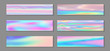 Neon holo minimal banner horizontal fluid gradient unicorn backgrounds vector set. Fairy hologram 
