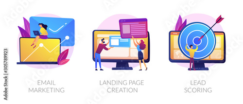 Fotografía Web design and targeted advertisement flat icons set