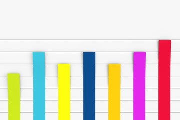 Wall Mural - Colour Column Flat Graph Chart Infographics Paper Elements. 3d Rendering